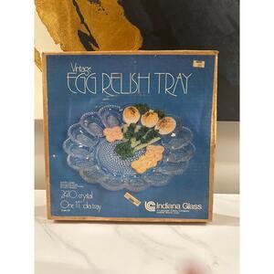 Indiana Glass Clear Vintage Egg Relish Tray